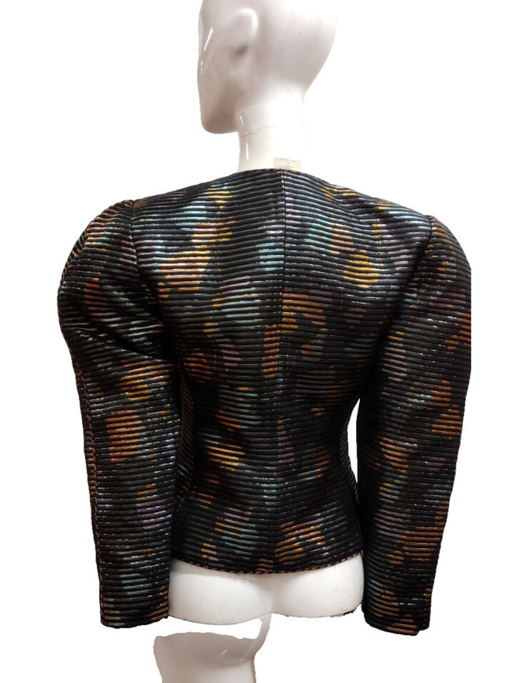 GUY LAROCHE Metallic Couture Jacket Paris Boutique Avante-Garde Shoulder Size 36